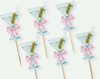 Olive Martini Cupcake Toppers: Party Decorations