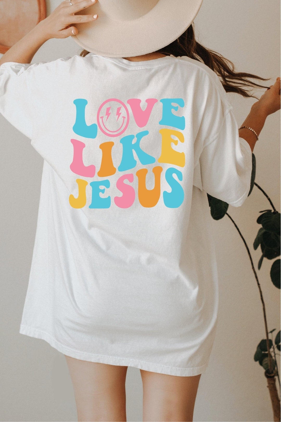 Oversized Christian Shirt Love Like Jesus Smiley Face on - Etsy