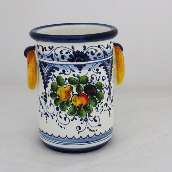 ITALIAN ceramic Utensil Holder and Wine Cooler Tuscan pattern Fruttina Handmade in Italy