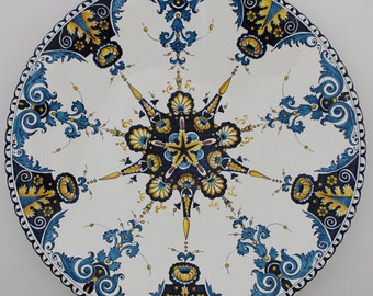 ITALIAN ceramic wall plate and serving tray Unique Piece Private Collection Rouen Style