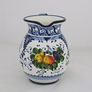 Italian ceramic Pitcher Florentine Fruttina pattern, Ceramic jug Hand Made and Painted in Italy image 1