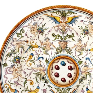 Italian Ceramic Wall Plate, Unique Piece, Private Collection, Raffaellesco &quot;Medici&quot; Handmade and painted in Tuscany Artistic Majolica