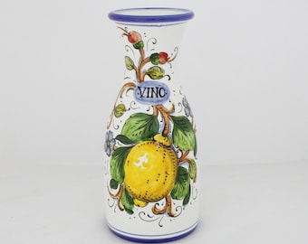 Italian Ceramic Carafe Wine Lemon and Flowers Tuscan pattern