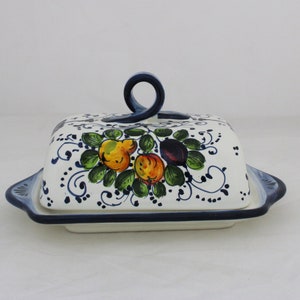 Italian ceramic butter dish Fruttina pattern Handmade in Italy