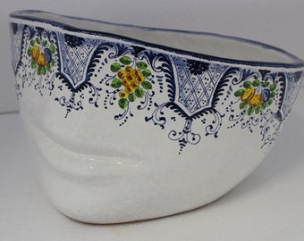 Italian ceramic cache pot &quot;Face&quot; unique piece &quot;Fruttina&quot; Florentine pattern