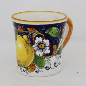 Italian Ceramic Mug Lemon on blue pattern, tuscan collection