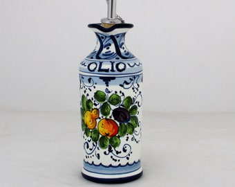 Italian Ceramic-Oil Cruet-Florentine Fruttina pattern-cruetal-made in Italy