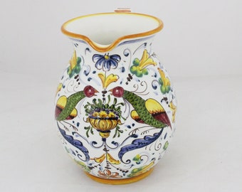 ITALIAN ceramic PITCHER 1lt wine jar water jar stylized birds