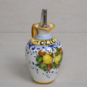 Huilier en céramique italienne motif Petits citrons. Fait main en Italie, huilier fabriqué en Italie image 1
