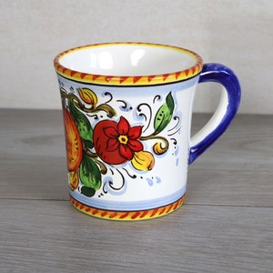 Italian Ceramic Mug Pomegranate and Flowers pattern, tuscan collection, Glass, Cup image 3