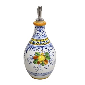 Handmade Ceramic Olive Oil Bottle - Tuscan Little Lemons pattern - Tuscan Italian Pottery - Kitchen Decor - Unique Cruet, Made in Italy image 3