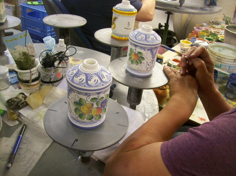 Italian ceramic Pitcher Florentine Fruttina pattern, Ceramic jug Hand Made and Painted in Italy image 9