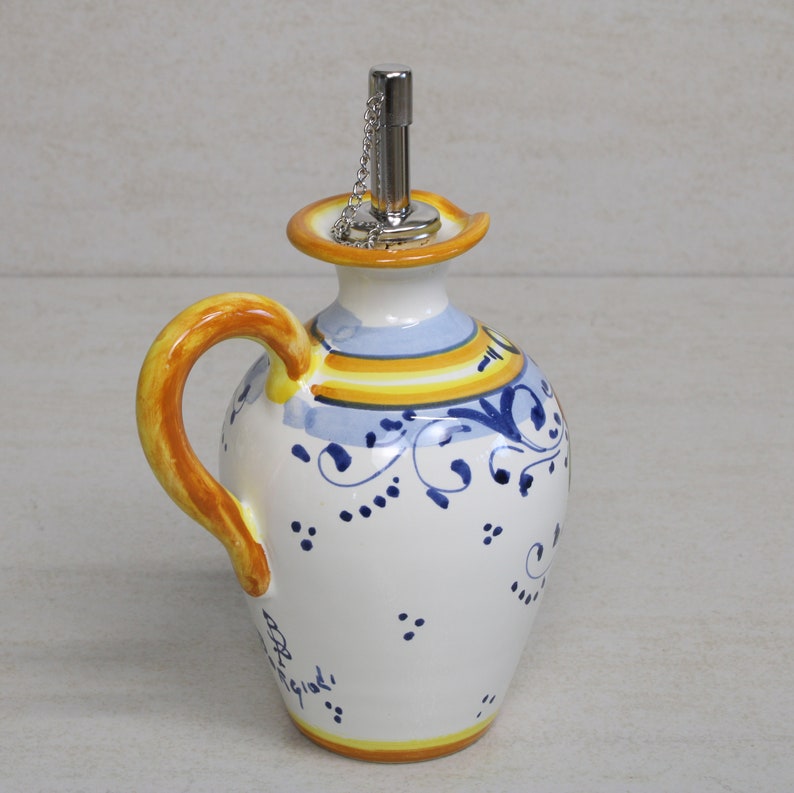 Huilier en céramique italienne motif Petits citrons. Fait main en Italie, huilier fabriqué en Italie image 3