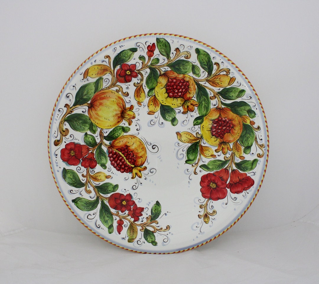 Italian Ceramic Wall and Serving Plate Tuscan Pattern Pomegranate and ...