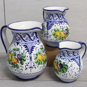 Italian ceramic Pitcher Florentine Fruttina pattern, Ceramic jug Hand Made and Painted in Italy image 7