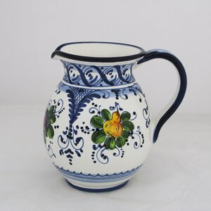 Italian ceramic Pitcher Florentine Fruttina pattern, Ceramic jug Hand Made and Painted in Italy image 2