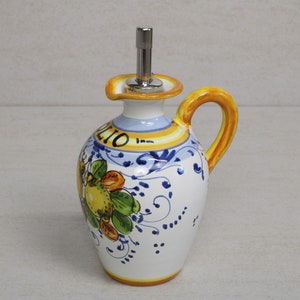 Huilier en céramique italienne motif Petits citrons. Fait main en Italie, huilier fabriqué en Italie image 2