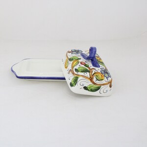 ITALIAN ceramic BUTTER DISH Lemon on white Handpainted in Florence image 3