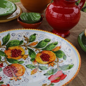 Handmade Italian Ceramic Serving Bowl Centerpiece for Table – Pomegranate and Flowers Pattern, Tuscan Pottery, Made in Italy image 6