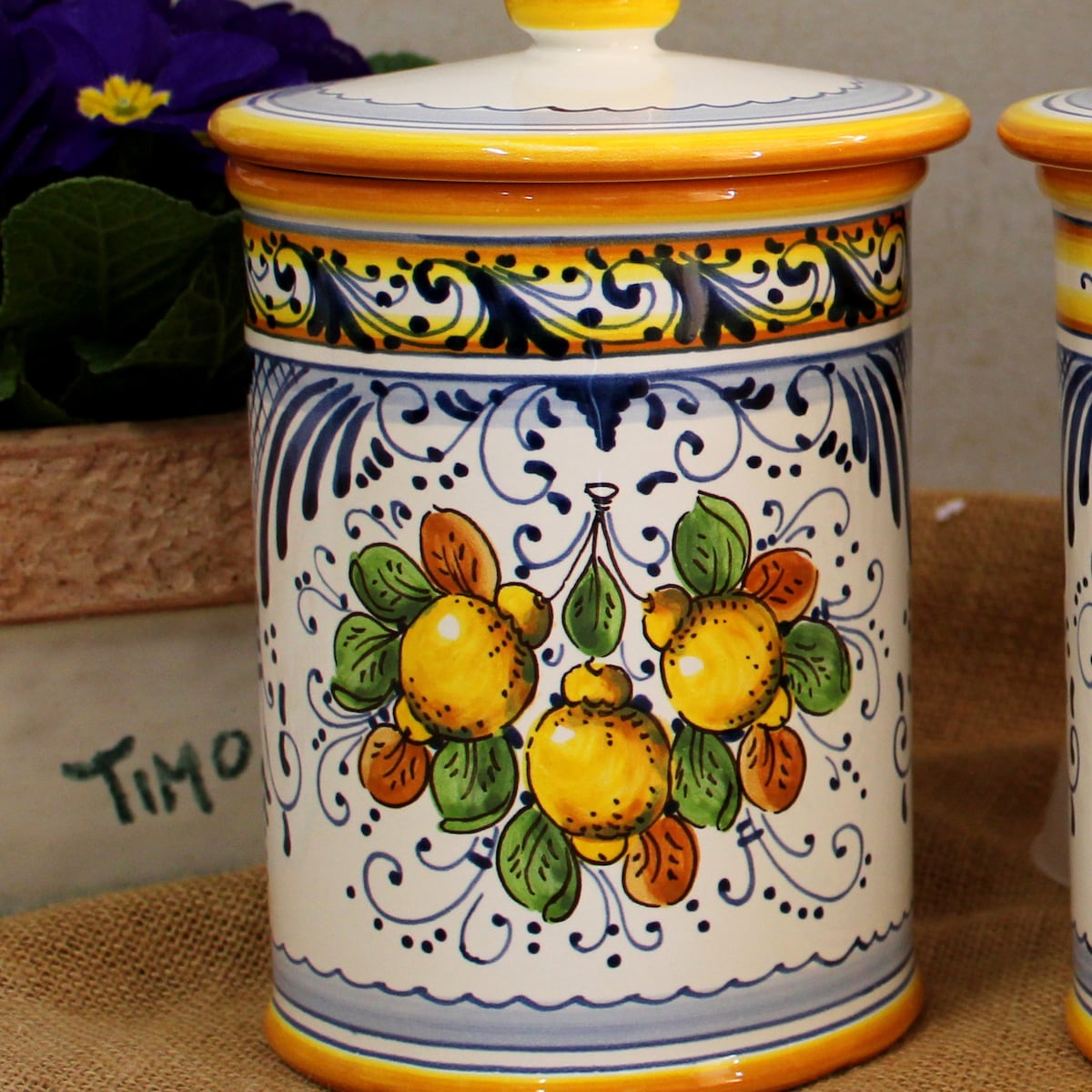 Italian Ceramic Coffee, Flour and Candy Jars, Kitchen Holders Little Lemons Tuscan Pattern, Flour and Coffee - Etsy