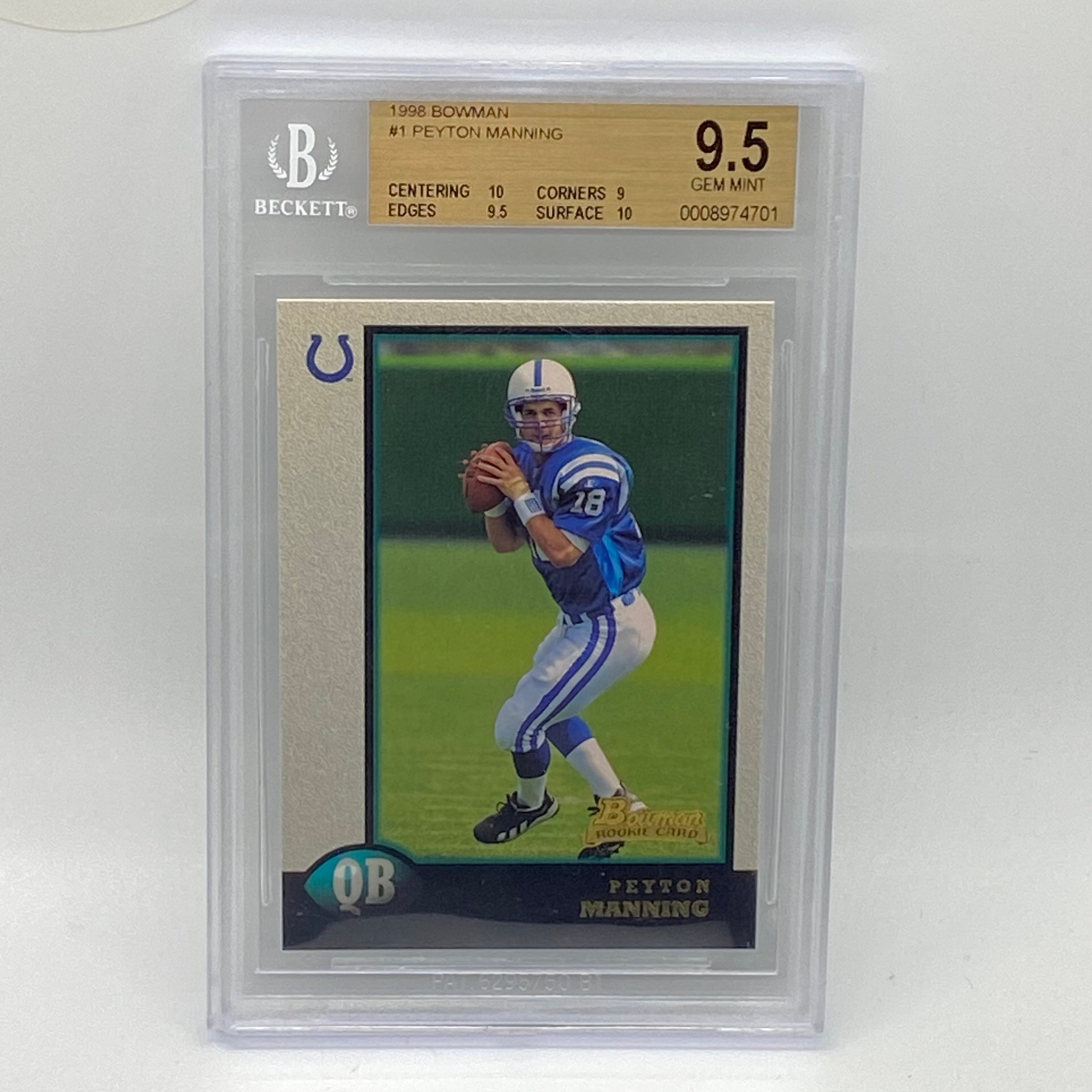 1998 Bowman 1 Peyton Manning Rookie Card BECKETT 9.5 GEM MINT - Etsy
