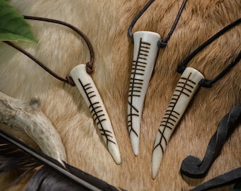Personalized Celtic Pendant, Ogham Antler Necklace with Irish Lettering