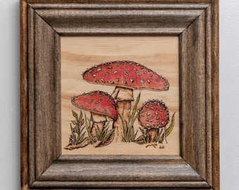 Wood Burned Mushroom Wall Art | Pyrography