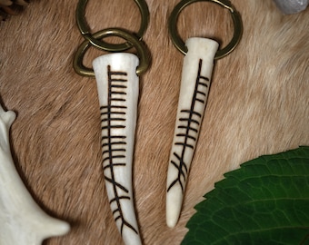 Porte-clés Ogham personnalisé | Lettrage celtique irlandais | Porte-clés en os personnalisé