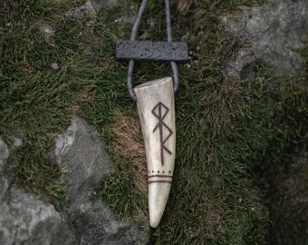 Pendentif Thor Bindrune, collier en os viking avec motif runique
