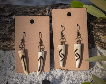 Boucles d'oreilles rune andouiller, bijoux scandinaves vikings