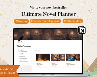 Writing Notion Template Novel Planning Template Idea Organizer Notion for Writers Book Planner for Authors NaNoWriMo Planner