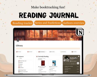 Reading Journal Notion Book Tracker Digital Planner Daily Reading Log Notion Reading Tracker Booktracking Template Digital Reading Planner