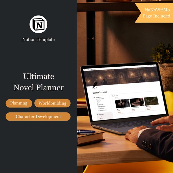 Writing Notion Template Novel Planning Template Idea Organizer Notion for Writers Book Planner for Authors NaNoWriMo Planner