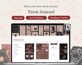 Tarot Notion template Journal Tarot Cards database Witchy Planner Tarot Spreads Daily Tarot Practice