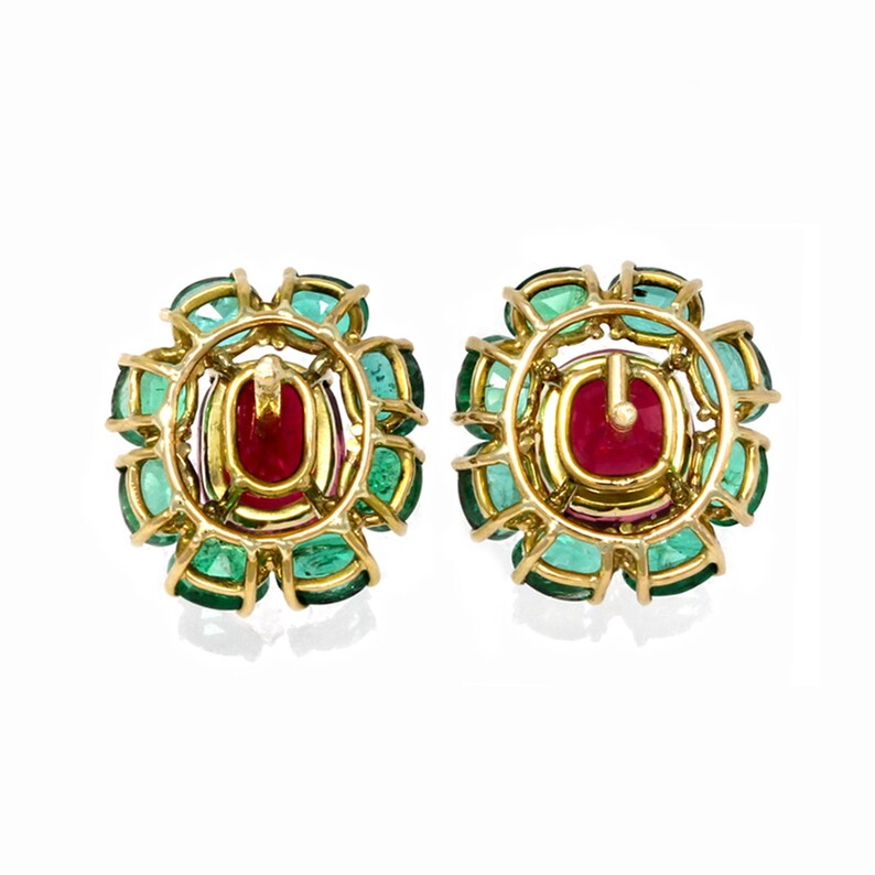 Rosaria Varra örhängen med naturliga värmefria spineller 'GIA' och smaragder i 18 karat guld bild 3