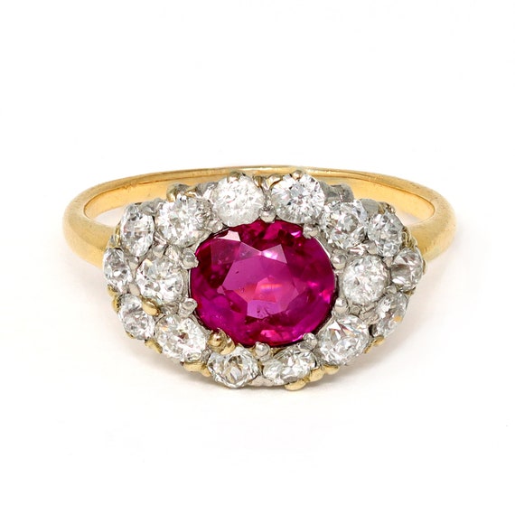 GIA Certified No Heat Burma Ruby Ring with Diamond