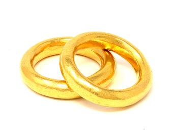 Pair of 24 Karat Gold Handmade Band Rings by Rosaria Varra