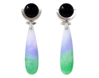 Art Deco-örhängen med onyx och jadeit