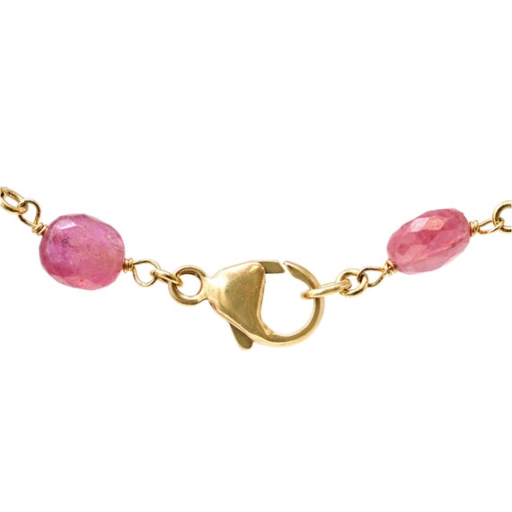 Pink Sapphire Faceted Bead and Diamond Necklace - image 5