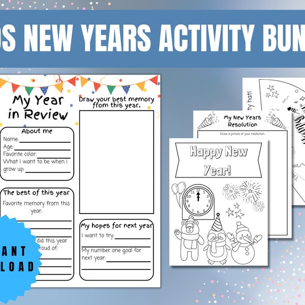 New Years Activities for Kids, New Years Eve Party Hat, Kids Year in Review, New Years Resolution, New Years Kids Crafts