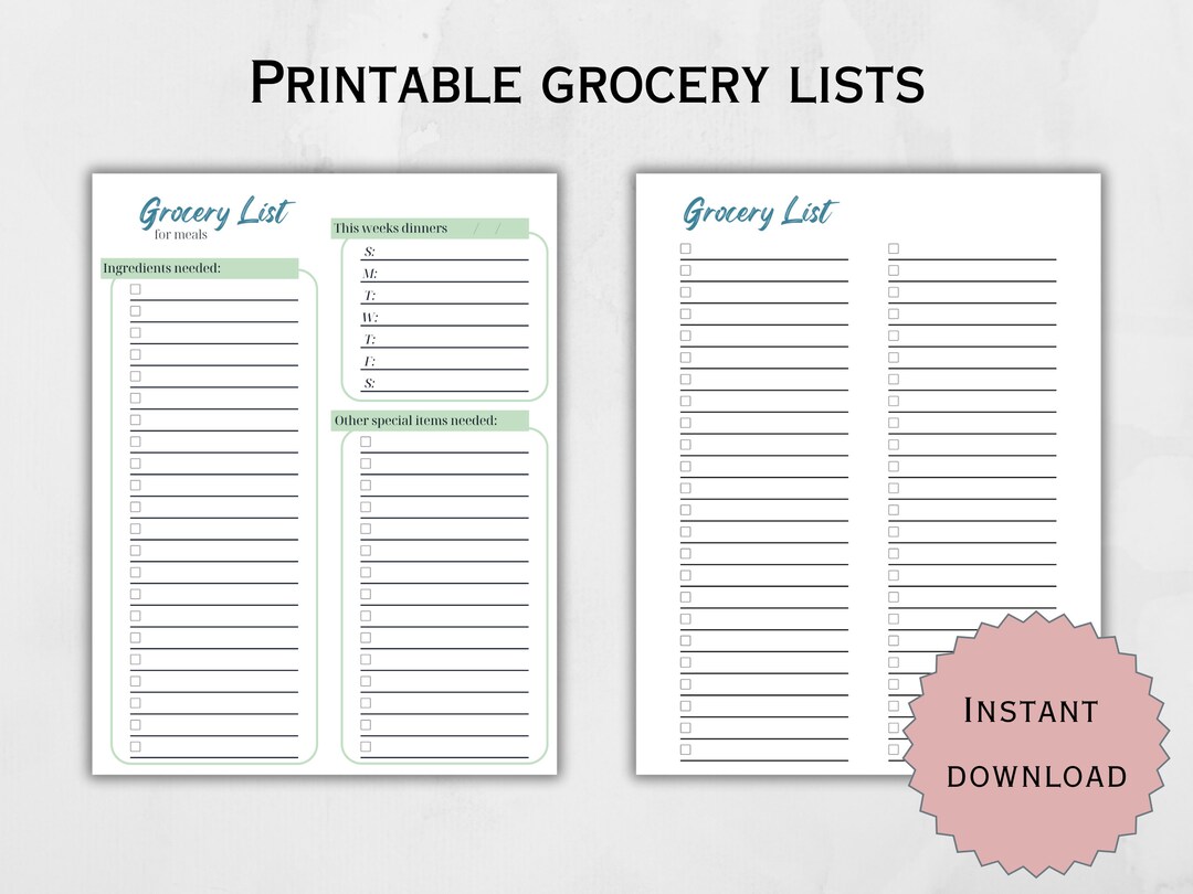 Grocery List Printable, Groceries Planner, Food Market Checklist ...