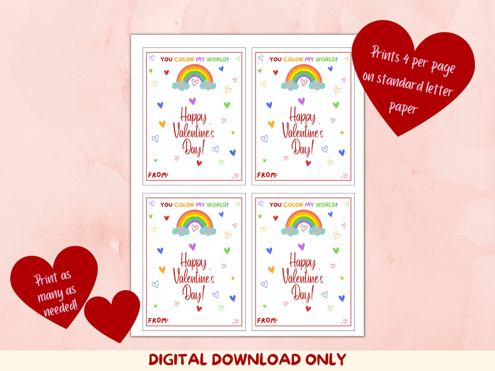 Printable Kids Valentine's Day Cards Valentine Cards for - Etsy