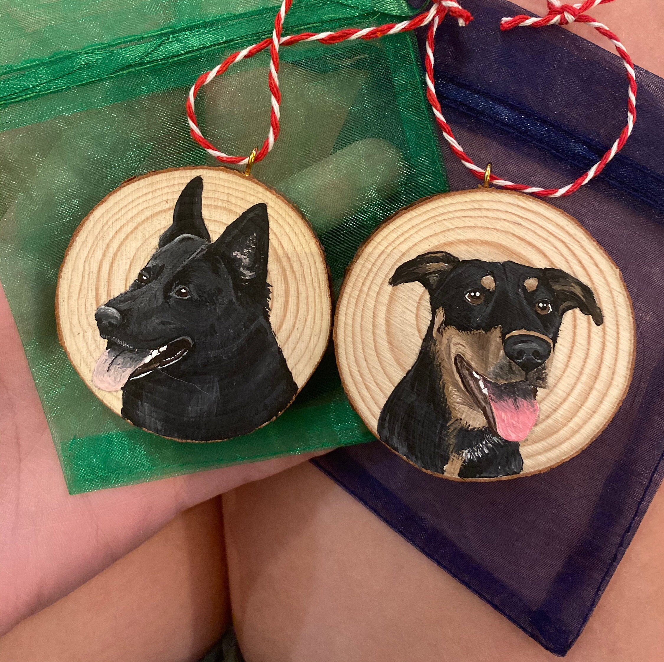 Hand Painted Wooden Dog Ornament - Etsy UK