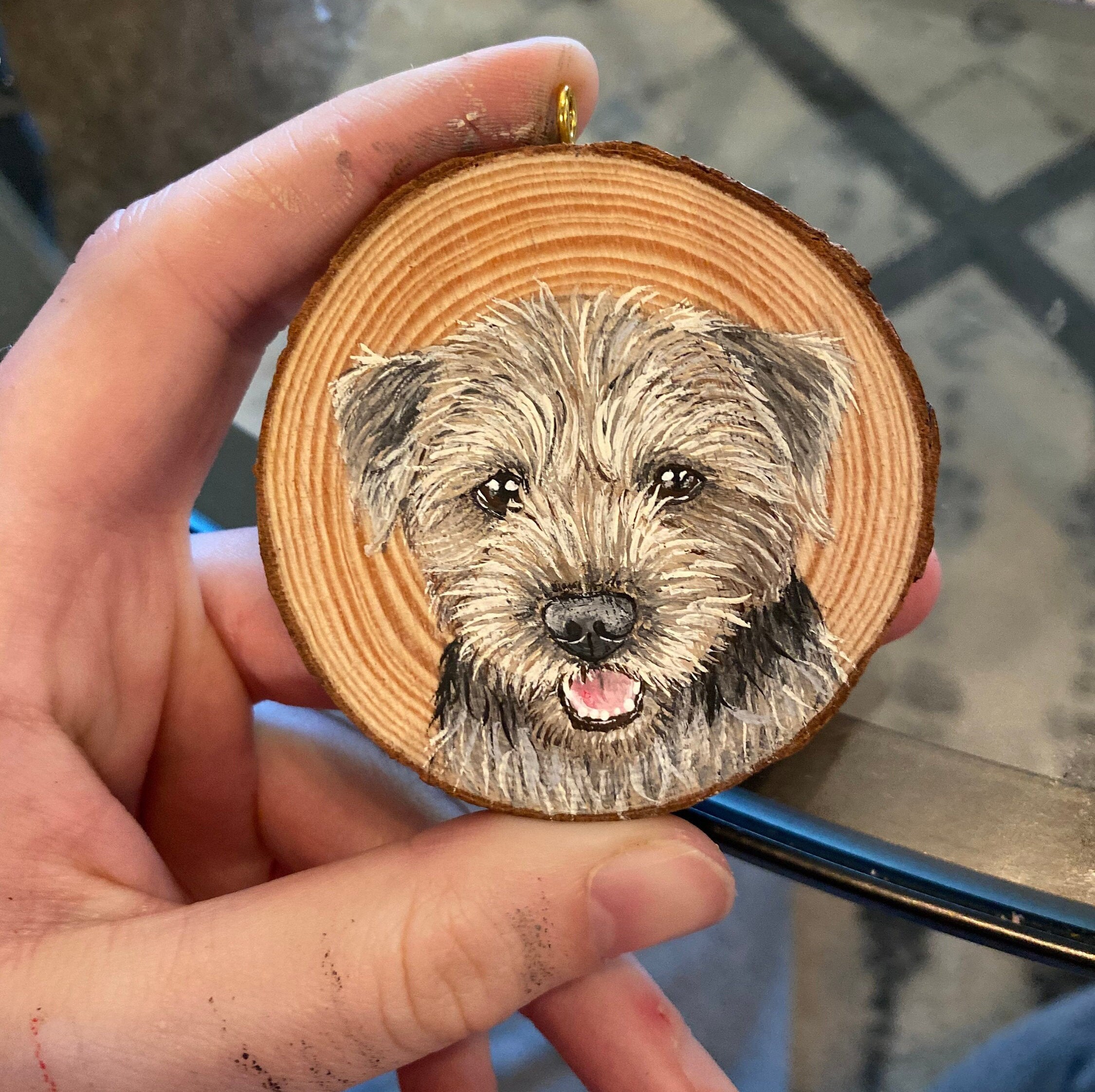 Hand Painted Wooden Dog Ornament Etsy UK