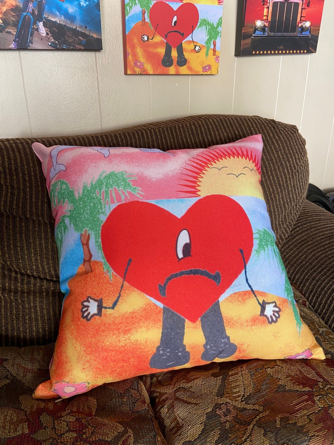 sad spongebob fish | Throw Pillow