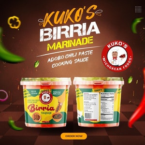 Birria 16 oz.  Adobo Marinade making famous Birria Tacos consume cooking sauce Delicious authentic marinate up to 10 pounds of meat