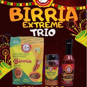 Birria extreme trio combo Adobo marinande tacos soup