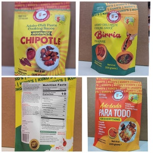 Adobo marinade trio, 3 8oz bags Birria, Chipotle, Adobada
