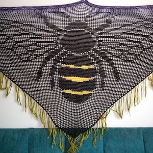 Schema per schema a uncinetto con filetto &quot;Bumble Bee&quot; per scialle/appeso a parete. ***SOLO FILE PDF*** Download istantaneo