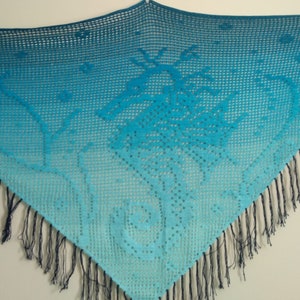 Schema per schema a uncinetto con filetto &quot;Cavalluccio marino&quot; per scialle/appeso a parete. ***SOLO FILE PDF*** Download istantaneo